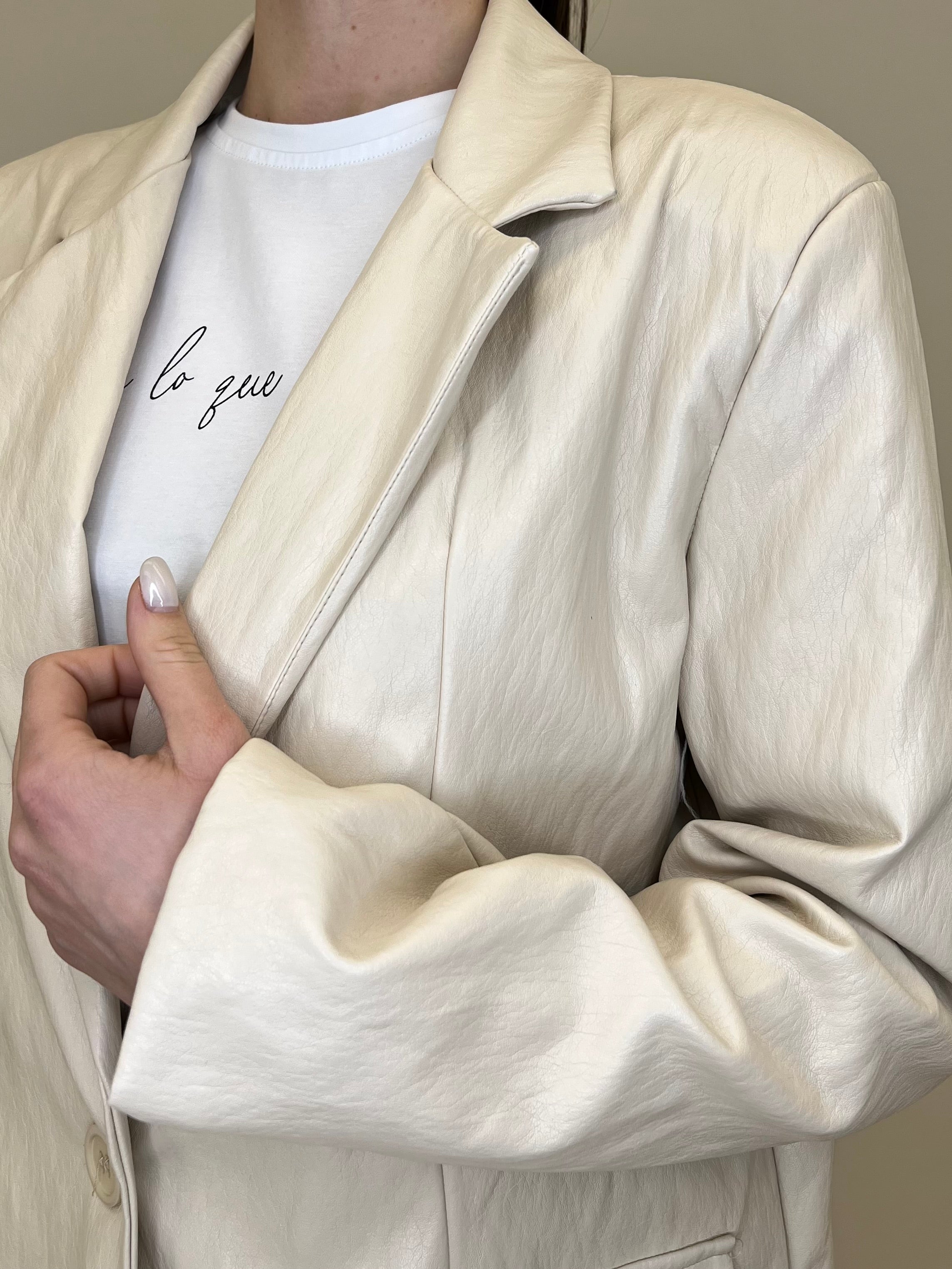 Blazer Oversize in Eco Pelle 30551 Beige