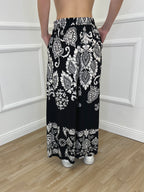 Pantalone Gaucho Paisley Coulisse 801 Nero
