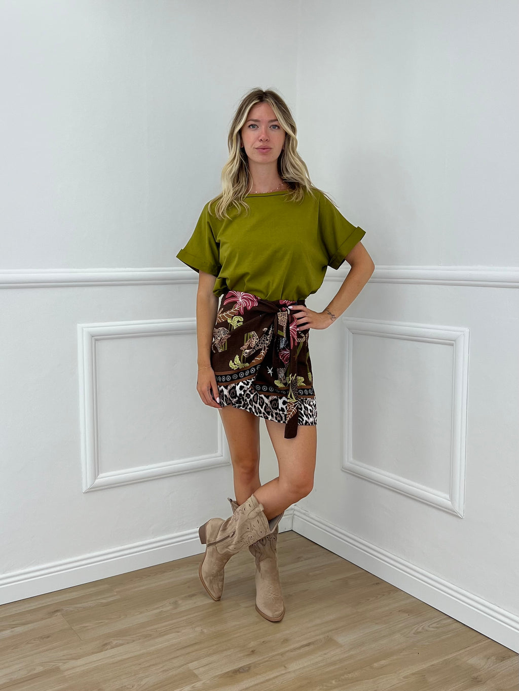 T-shirt Bottoncini 1302 Verde Olio