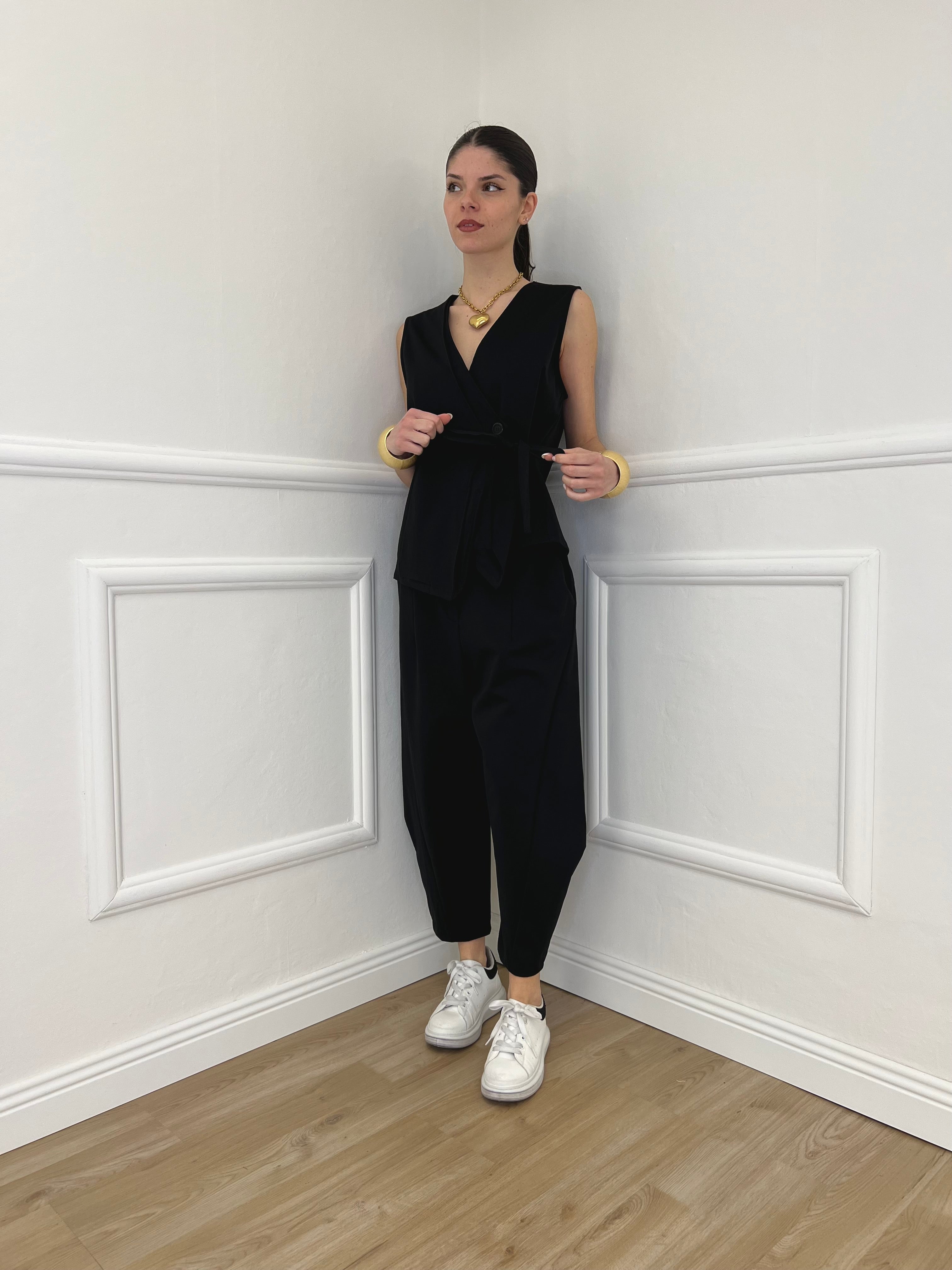 Pantalone Balloon Punto Milano 9516 Nero