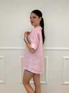 Camicia Over In Lino 1789 Rosa