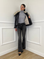 Fur Denim Jacket DL30037 Grey