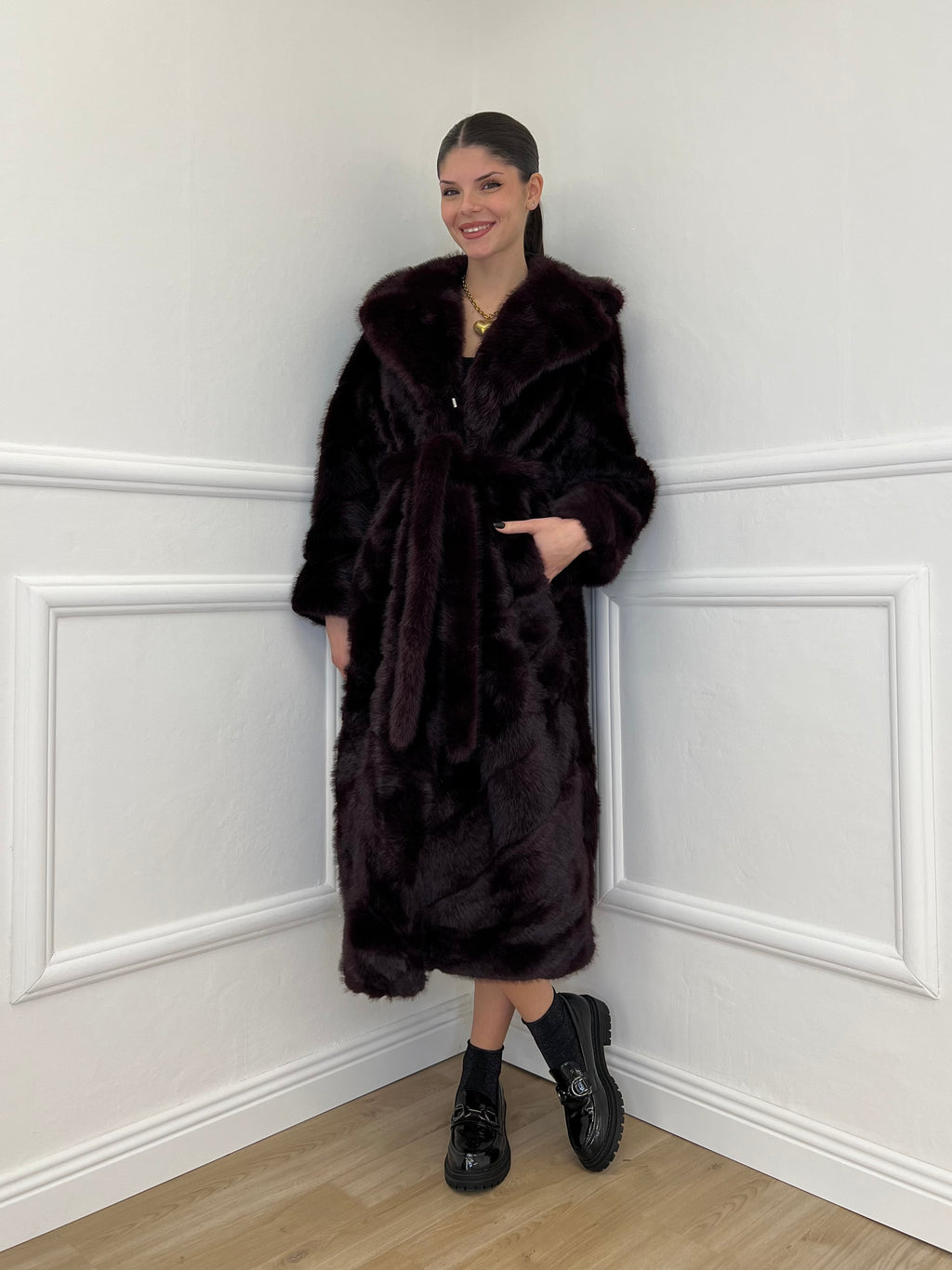 Pelliccia Lunga Fusciacca Y0223 Burgundy