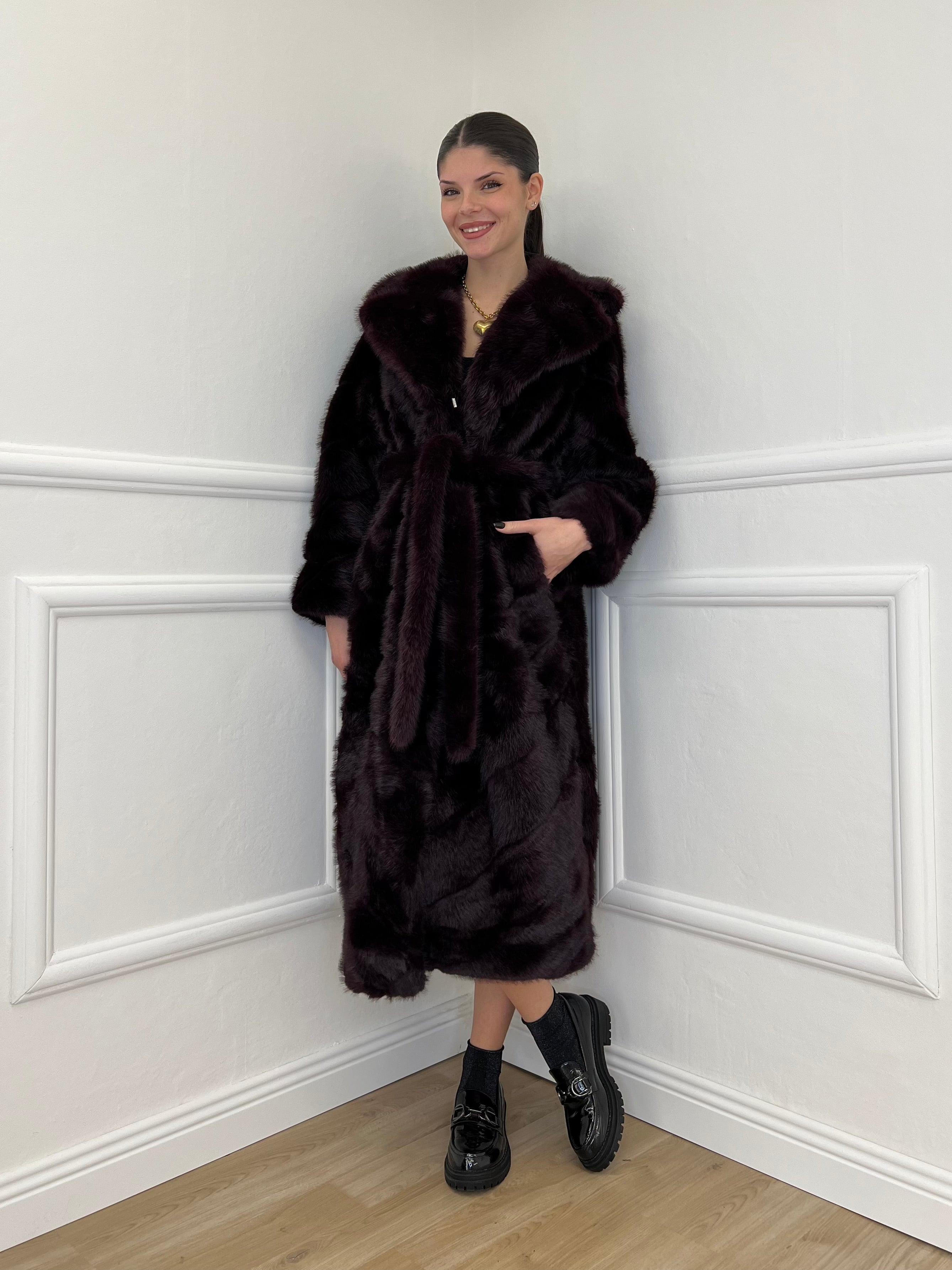 Pelliccia Lunga Fusciacca Y0223 Burgundy