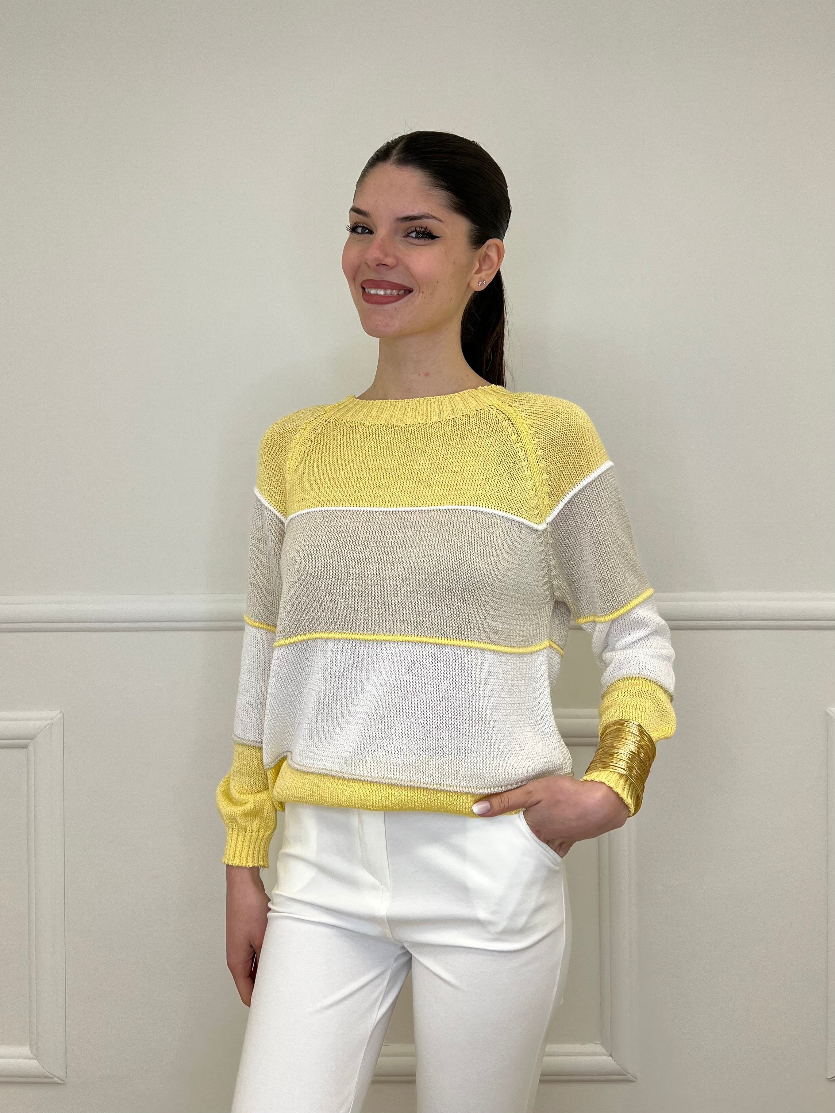 Maglia a Righe Profili 25031 Giallo