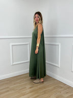 Abito Smanicato in Satin 23233 Verde