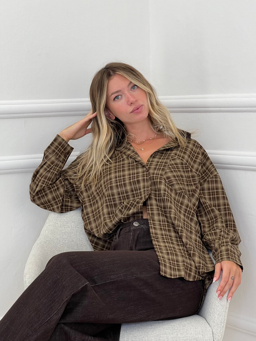 Camicia Check 17298 Marrone e Camel