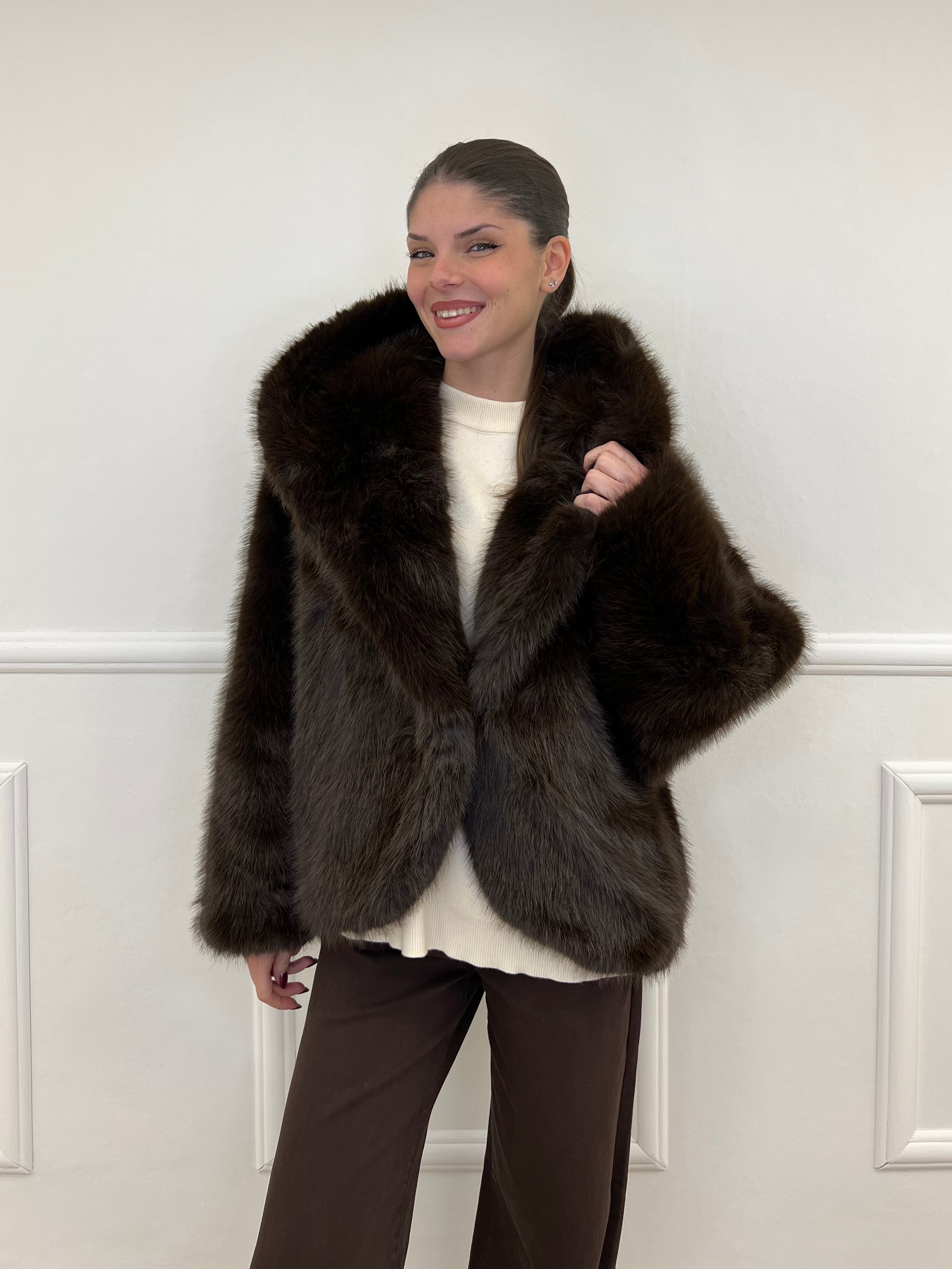 Pelliccia Cappuccio 9422 Moro