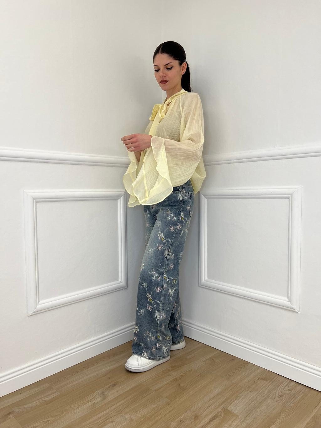 Camicia in Tencel con Fiocco 2608 Giallo