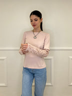 T-Shirt Con Maniche In Pizzo T10575 Rosa