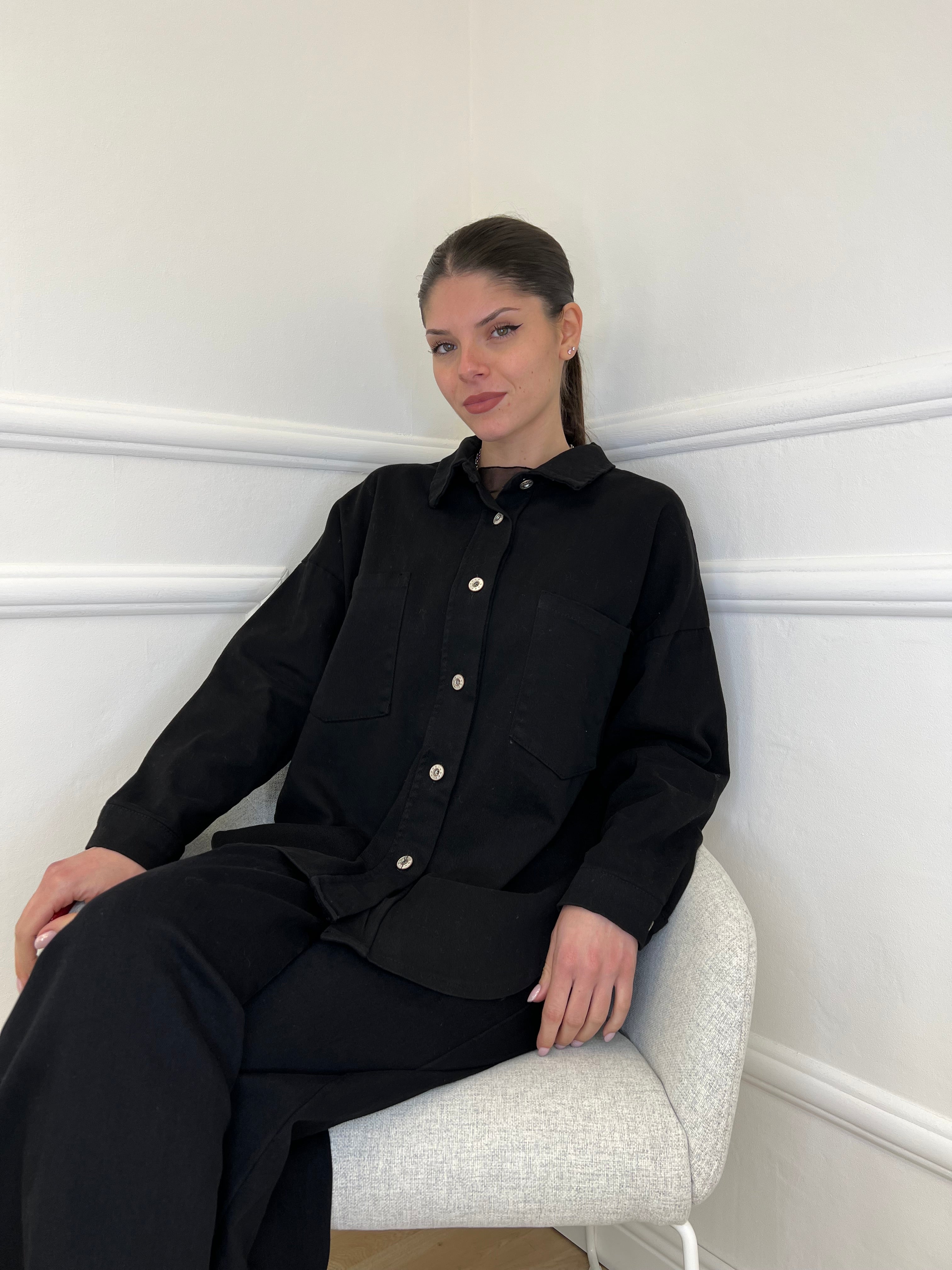 Camicia Overshirt in Twill A6262 Nero