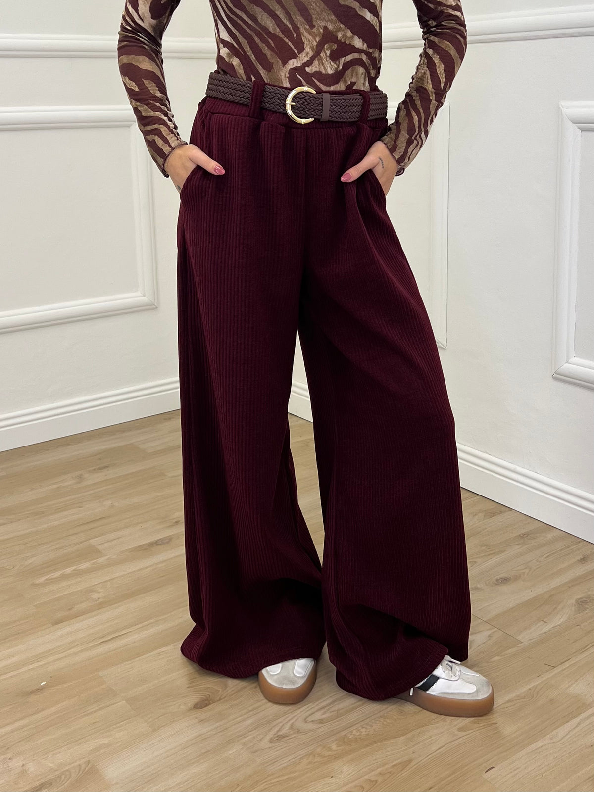 Pantalone Corduroy Cintura 27998 Burgundy