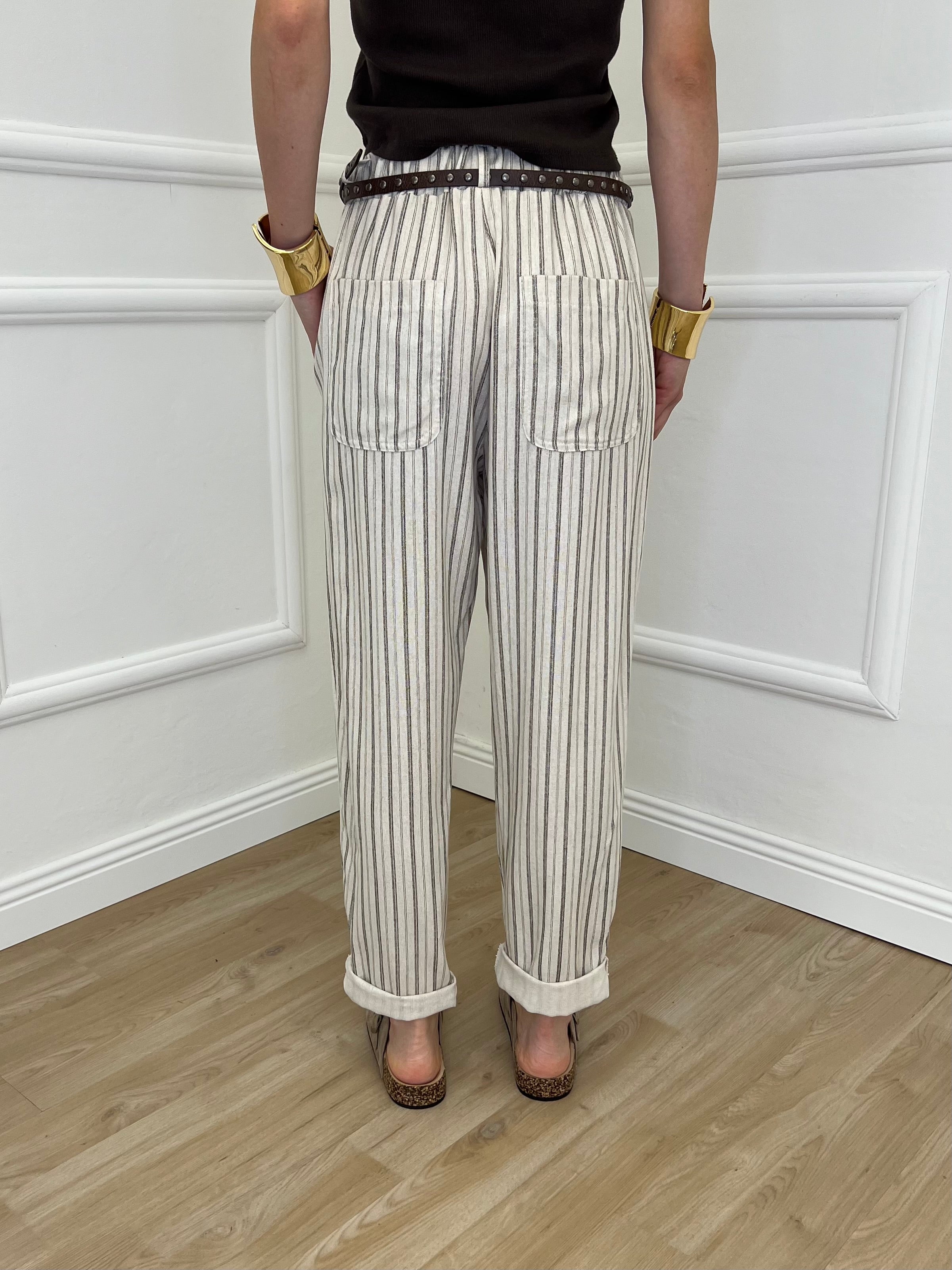 Pantalone Regimental Lino e Viscosa 826217 Ecru