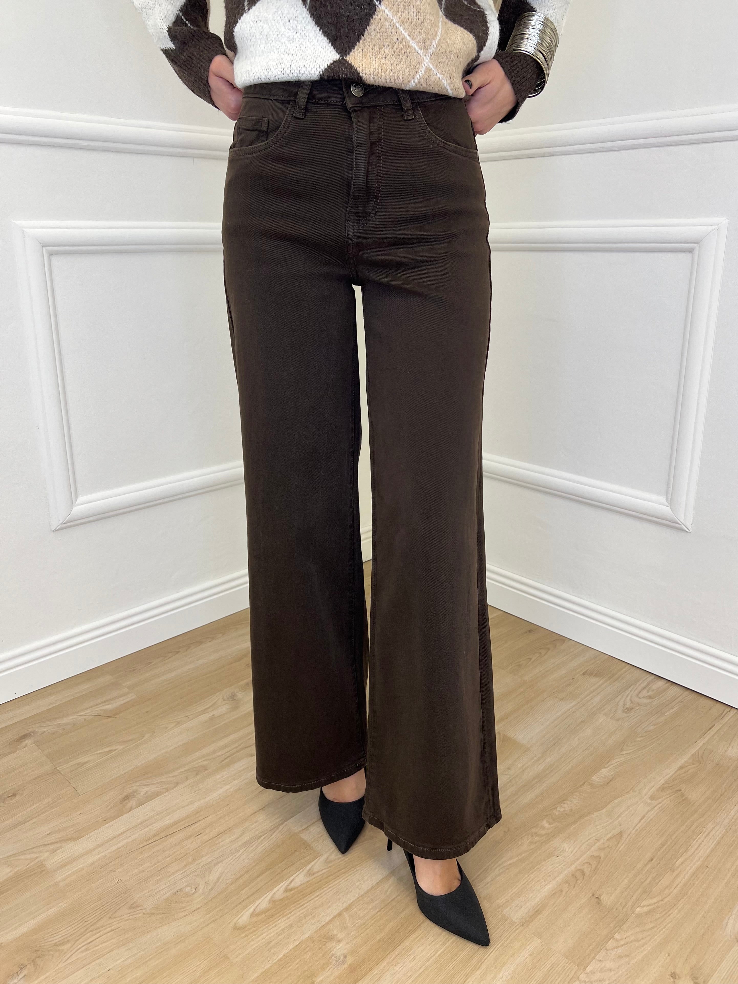 Jeans Palazzo T1001-1 Marrone