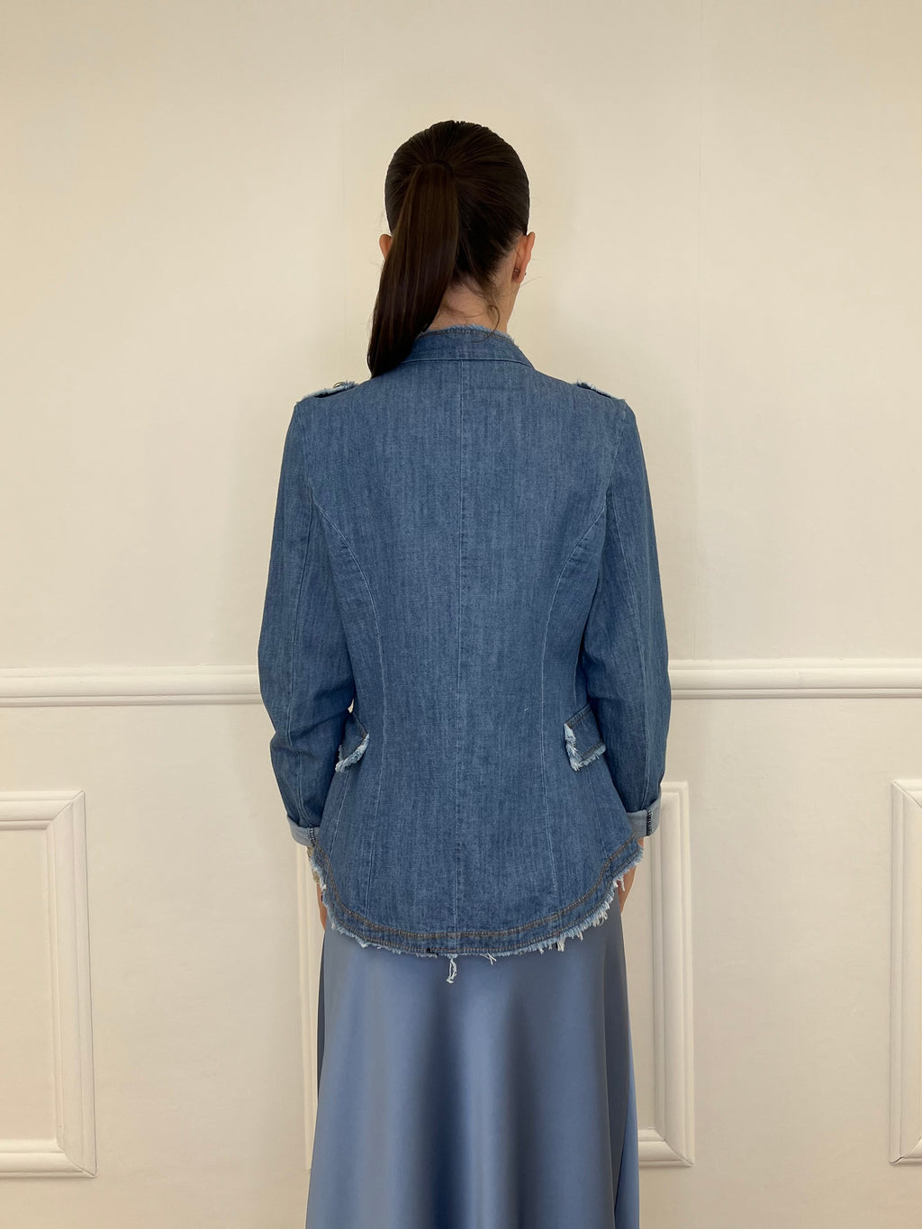 Giacca Napoleone in Denim 2373 Azzurro