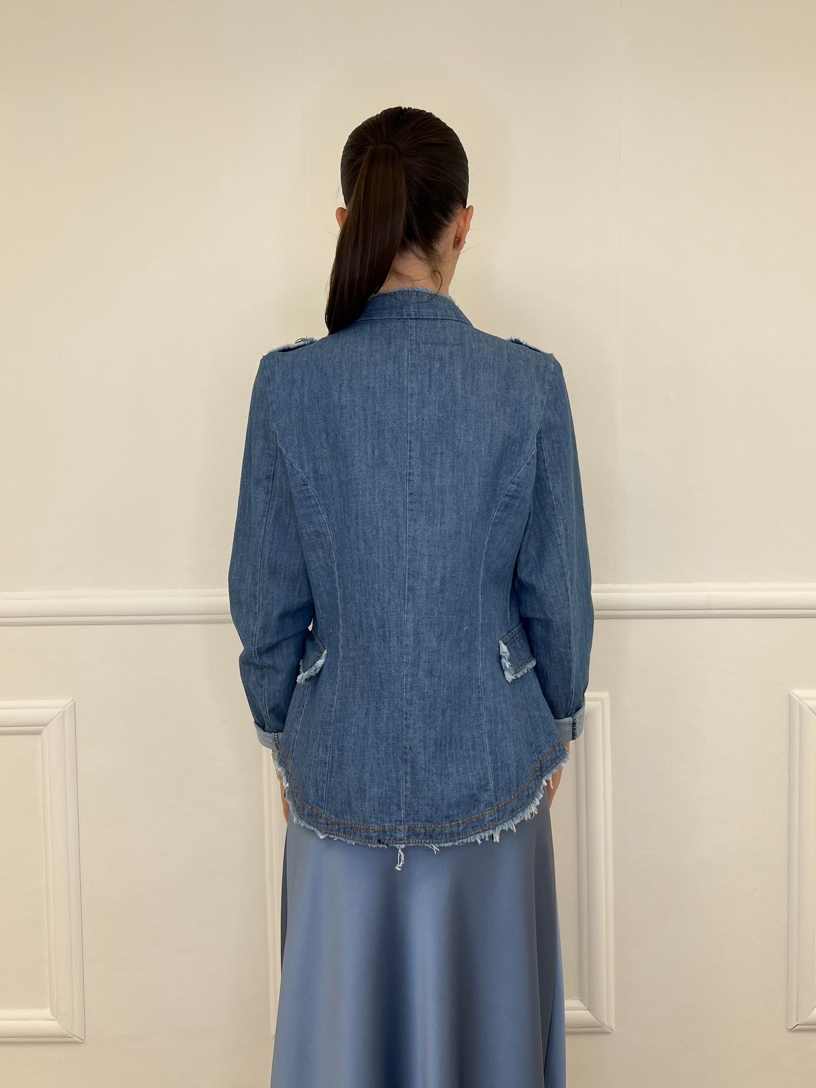 Giacca Napoleone in Denim 2373 Azzurro