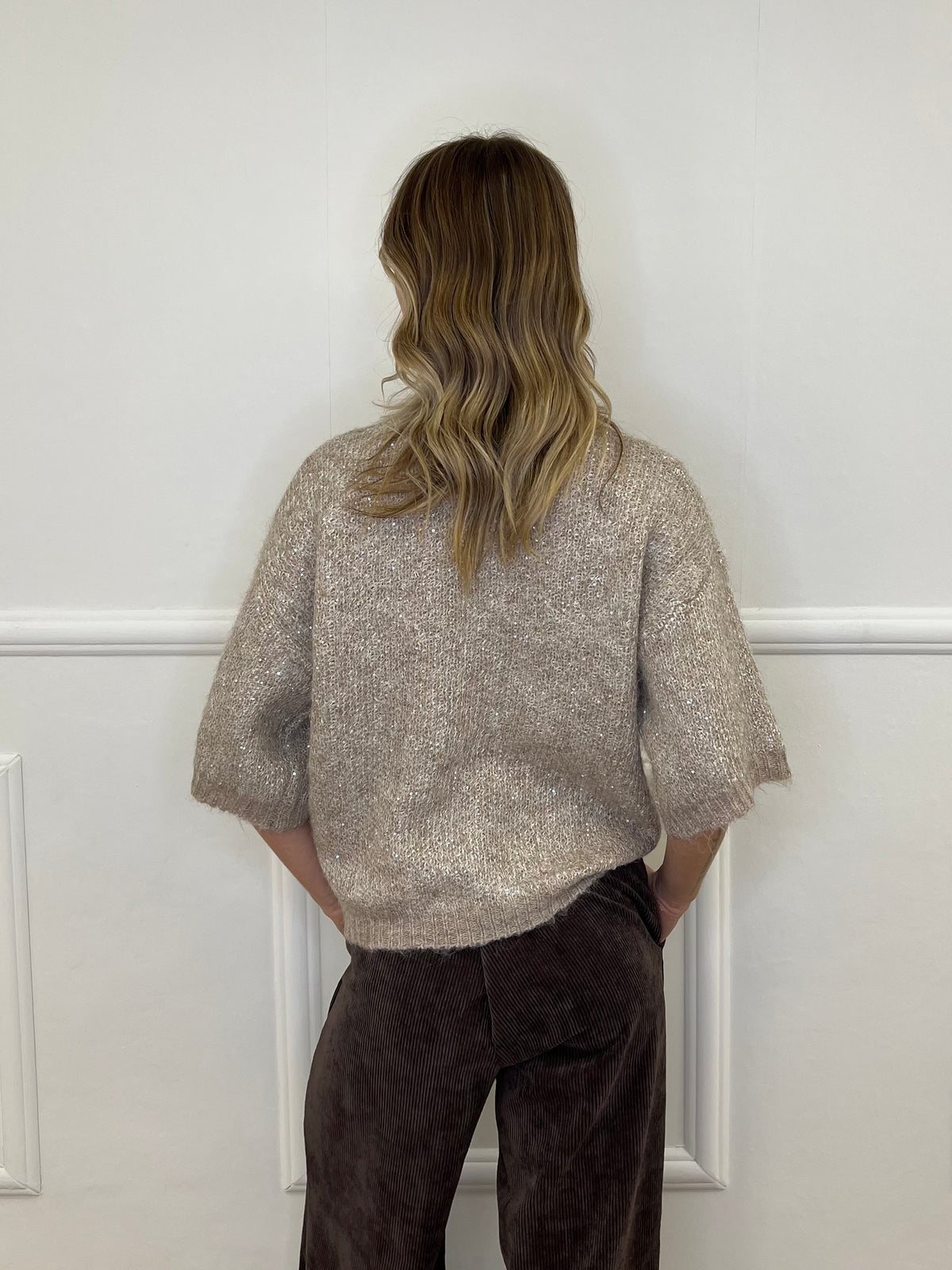 Maglia Scatoletta Lana Pailettes 5561 Ecru
