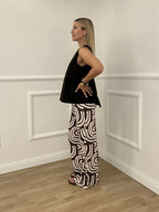Pantalone Jersey Geometrico 9078 Marrone