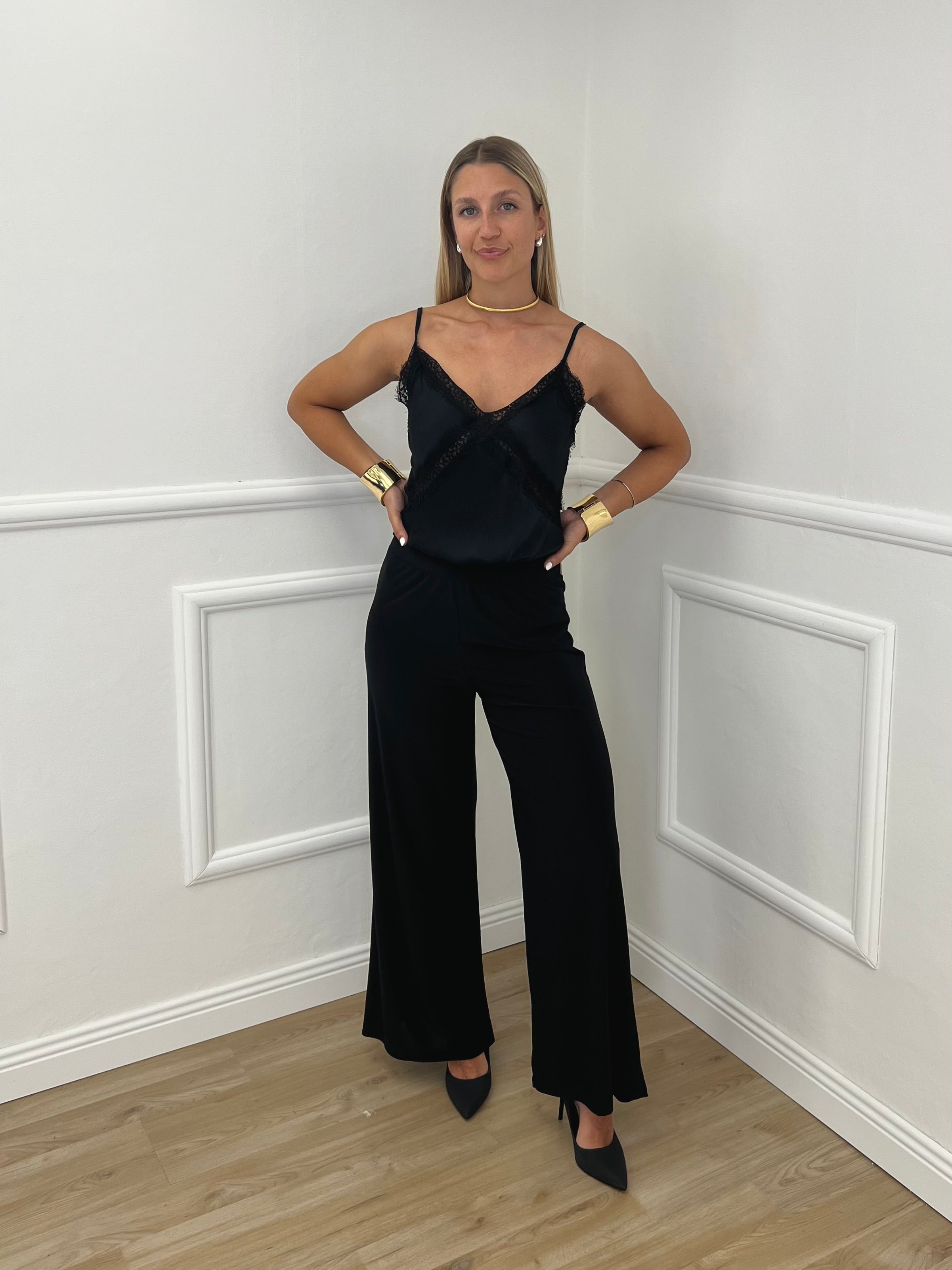 Top In Raso Con Pizzo 80228 Nero