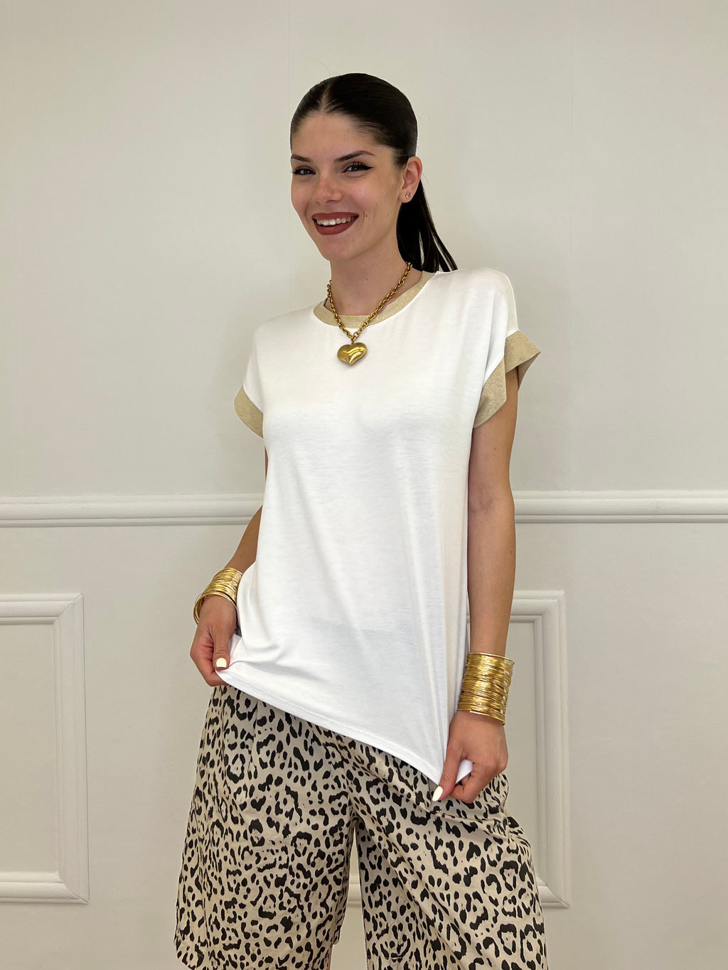 T-shirt Profili Lurex 24288 Bianco
