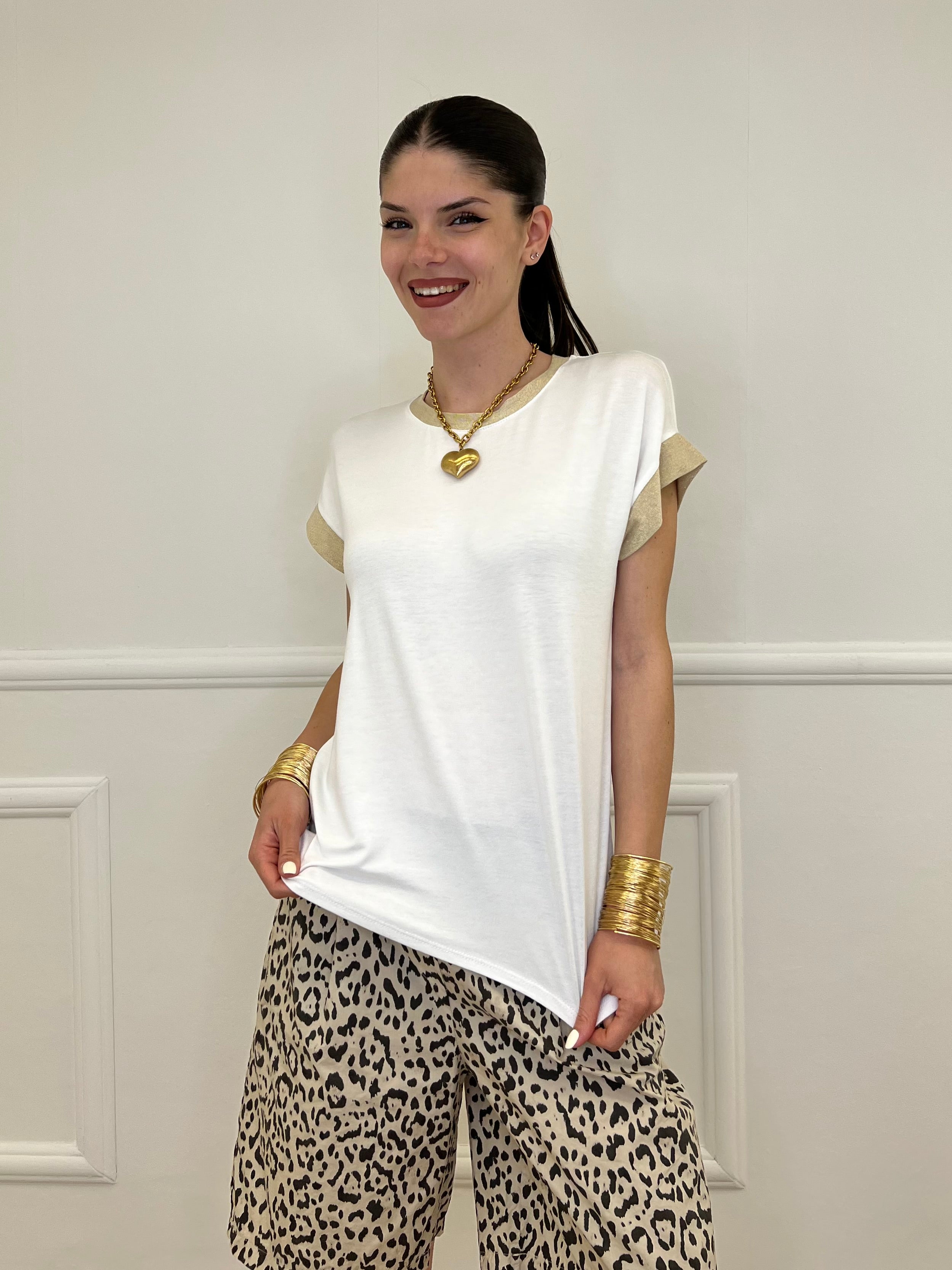 T-shirt Profili Lurex 24288 Bianco
