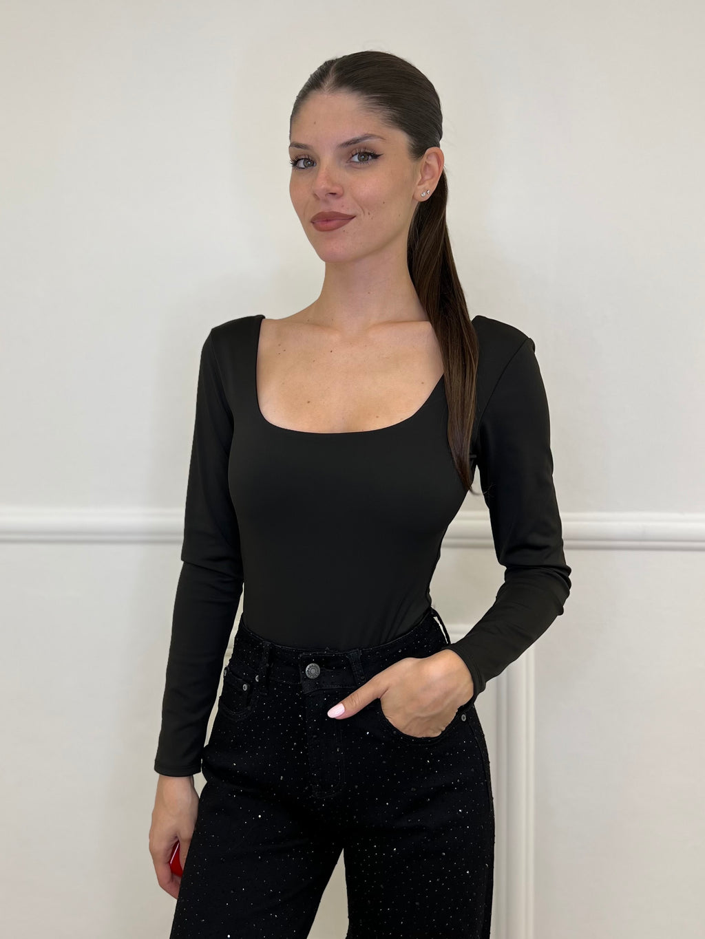 Body Quadrato 6734 Nero - Bazar Abbigliamento