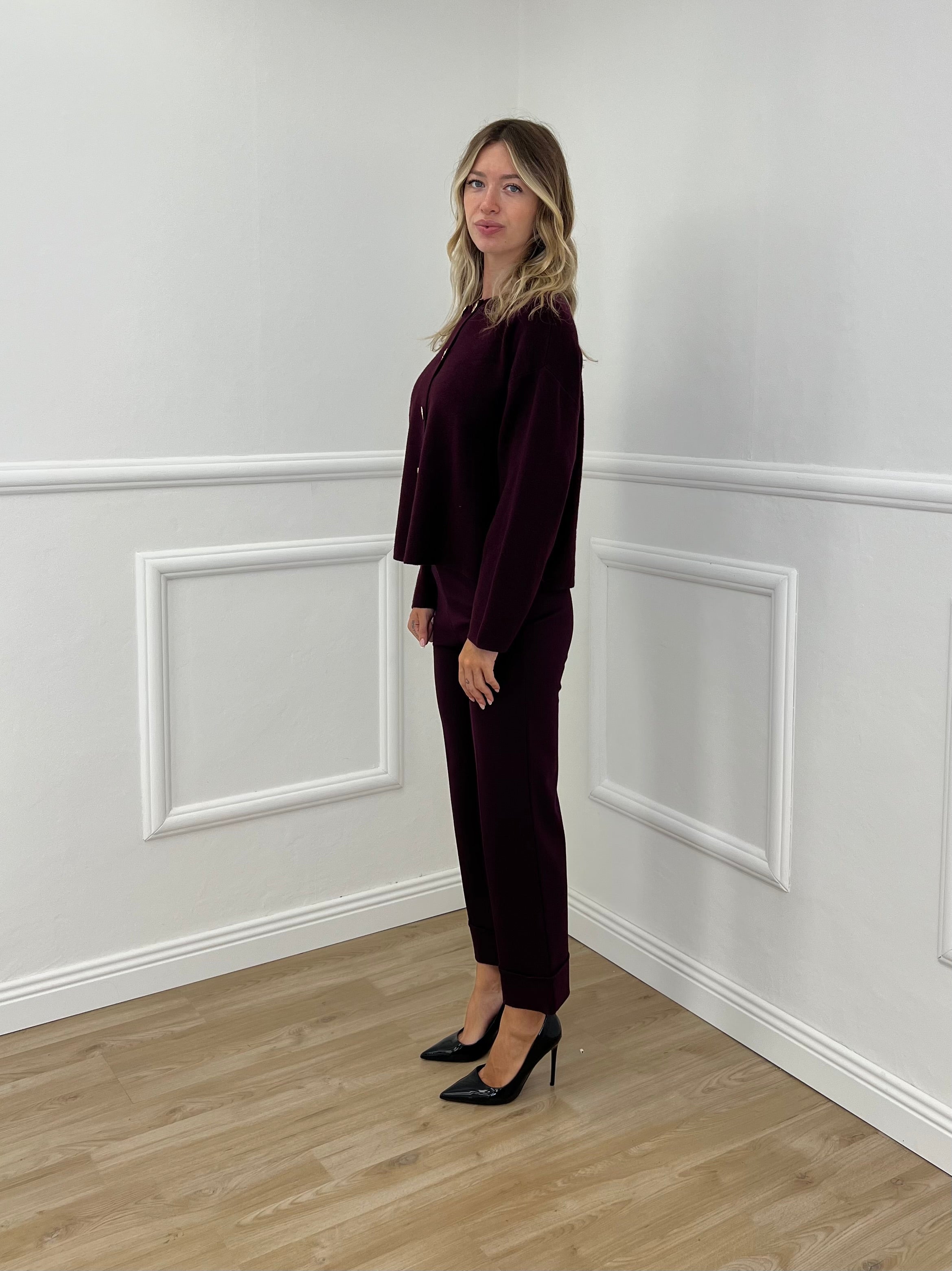 Pantalone No Waist Risvolto 51165 Burgundy