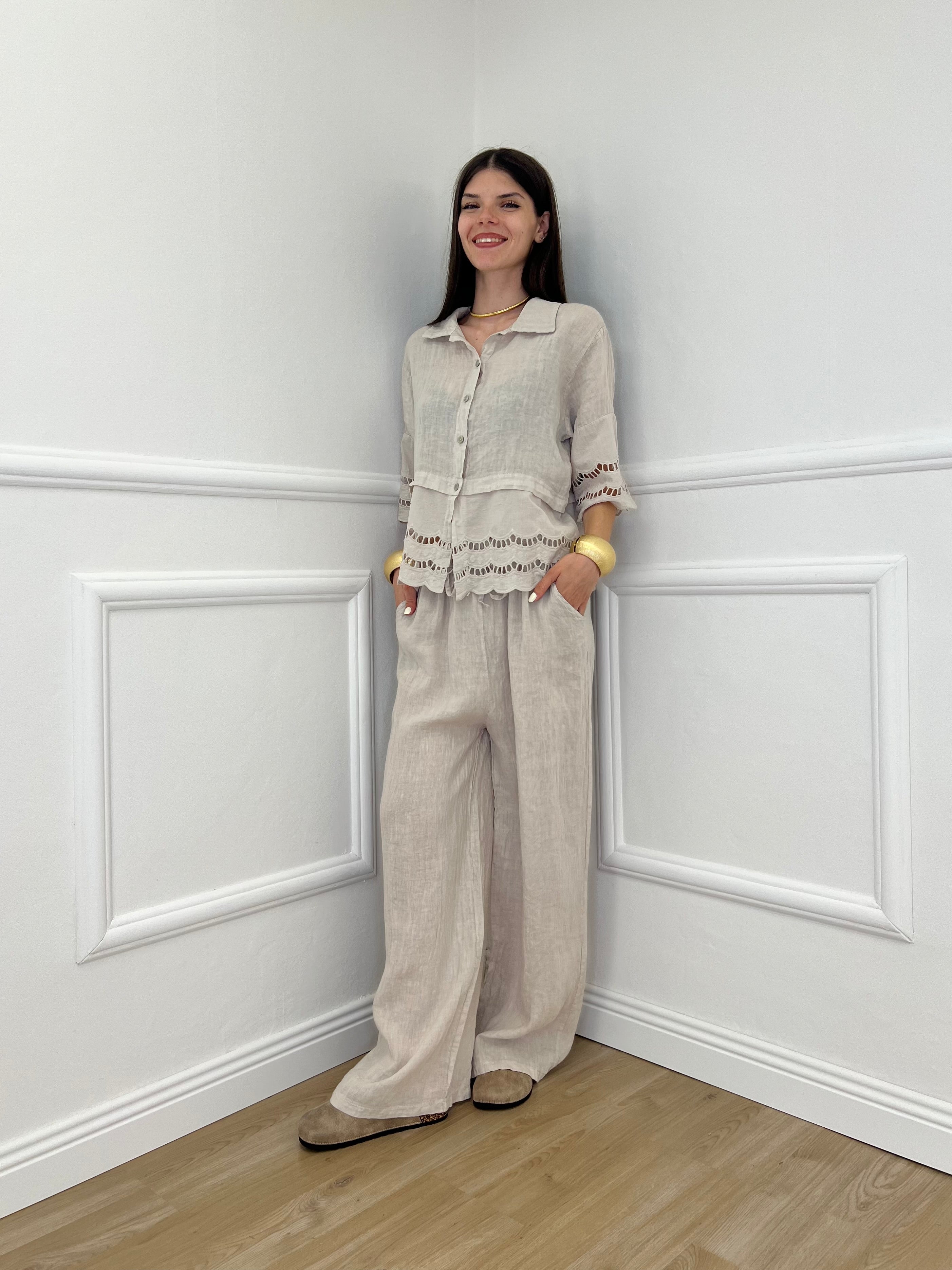 Pantalone Palazzo Lino I586 Beige