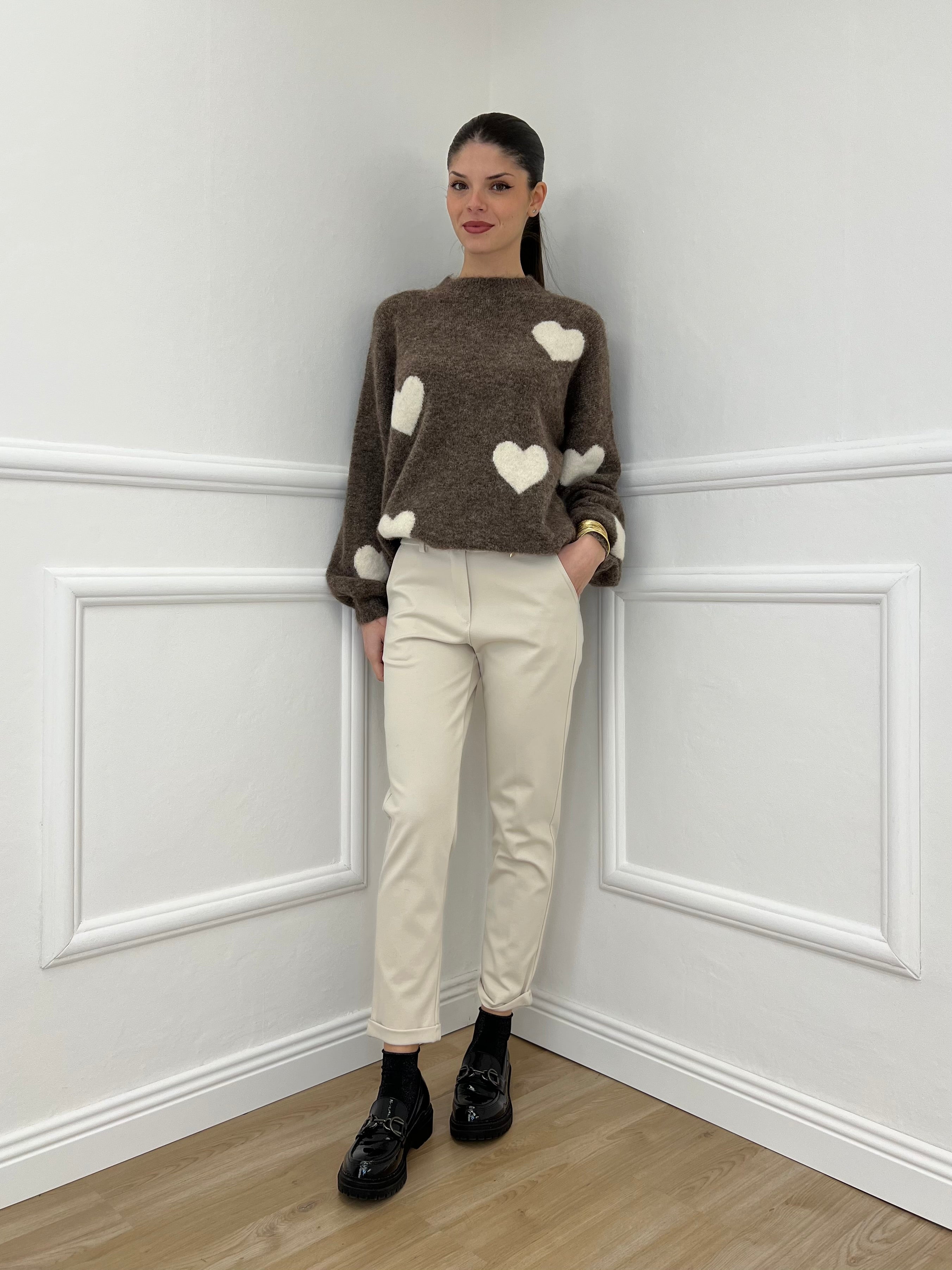 Maglia Shetland Cuori 2405 Moro