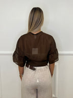 Camicia Tasca Paillettes 672-150 Marrone