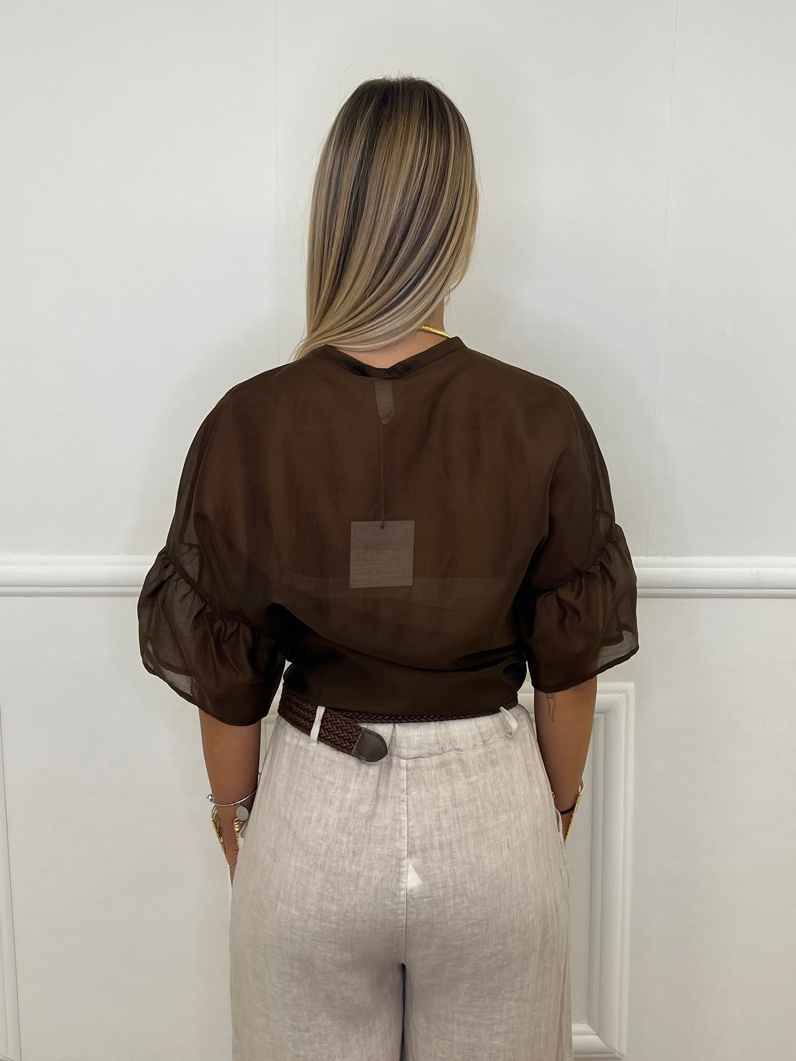 Camicia Tasca Paillettes 672-150 Marrone