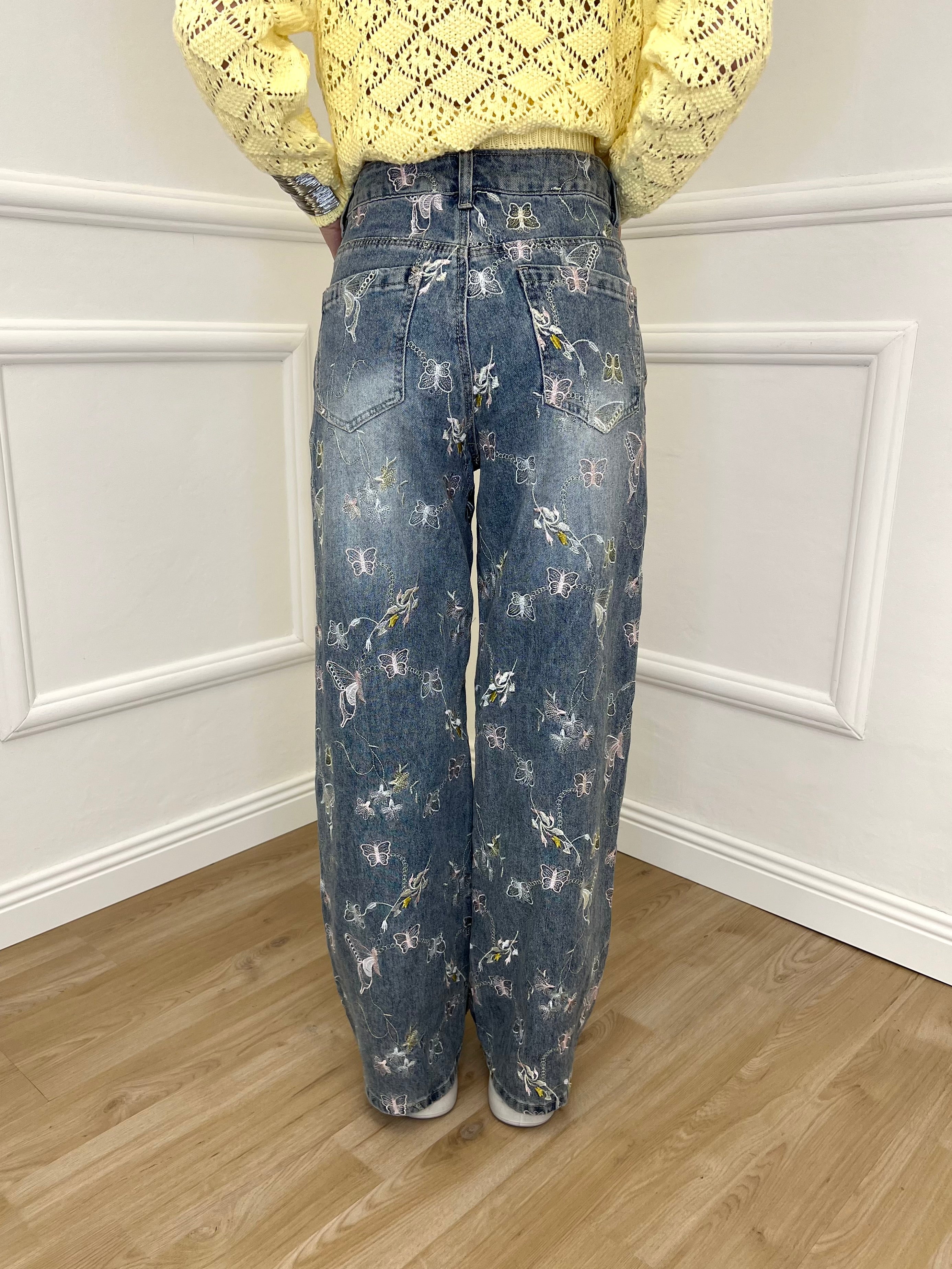 Jeans Con Ricami e Paillettes MC5329