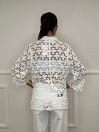 Cardigan Crochet 28116 Bianco