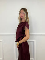 Blusa Satin Scollo Morbido 2548 Burgundy