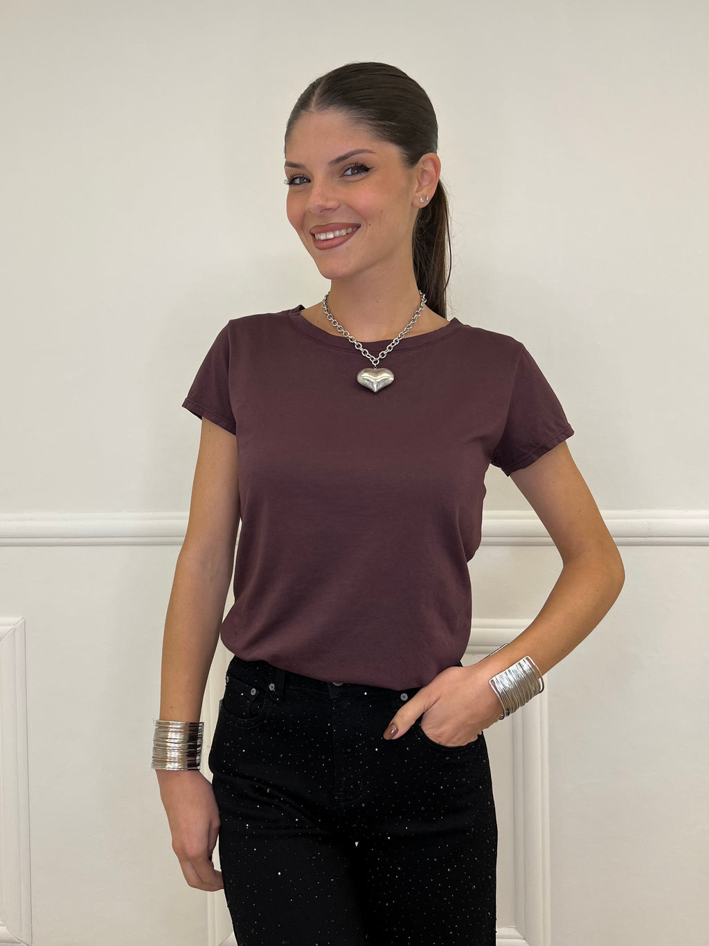 T-shirt Basic V0550 Burgundy