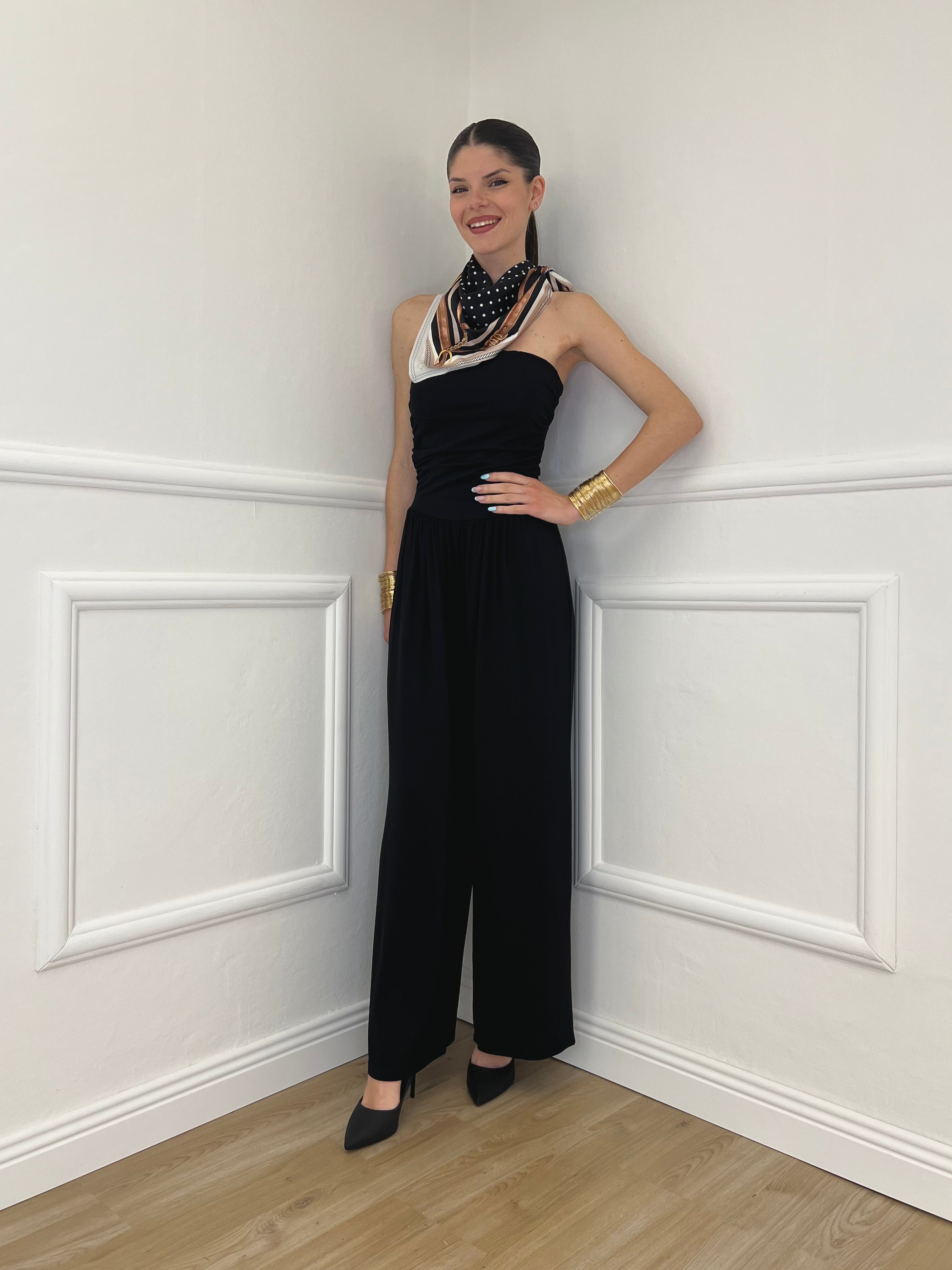 Tuta a Fascia Con Foulard 22498 Nero