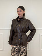 Giacca Over Eco Pelle Cintura 30197 Moro