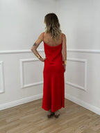 Vestito Satinato Con Scollo Morbido 1502 Rosso