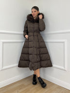 Piumino Lungo Pelliccia 0631 Moro