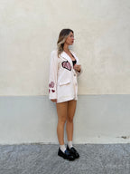 Blazer Corduroy con Ricami A8037 Panna