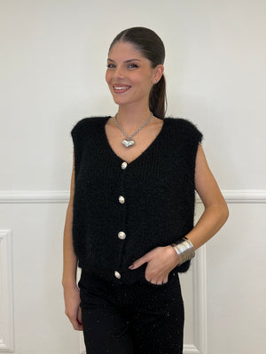 Gilet Effetto Mohair 8889 Nero