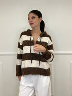 Felpa Mohair Righe 26001 Marrone
