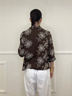 Blazer Ricamato in Lino e Viscosa 11353 Moro