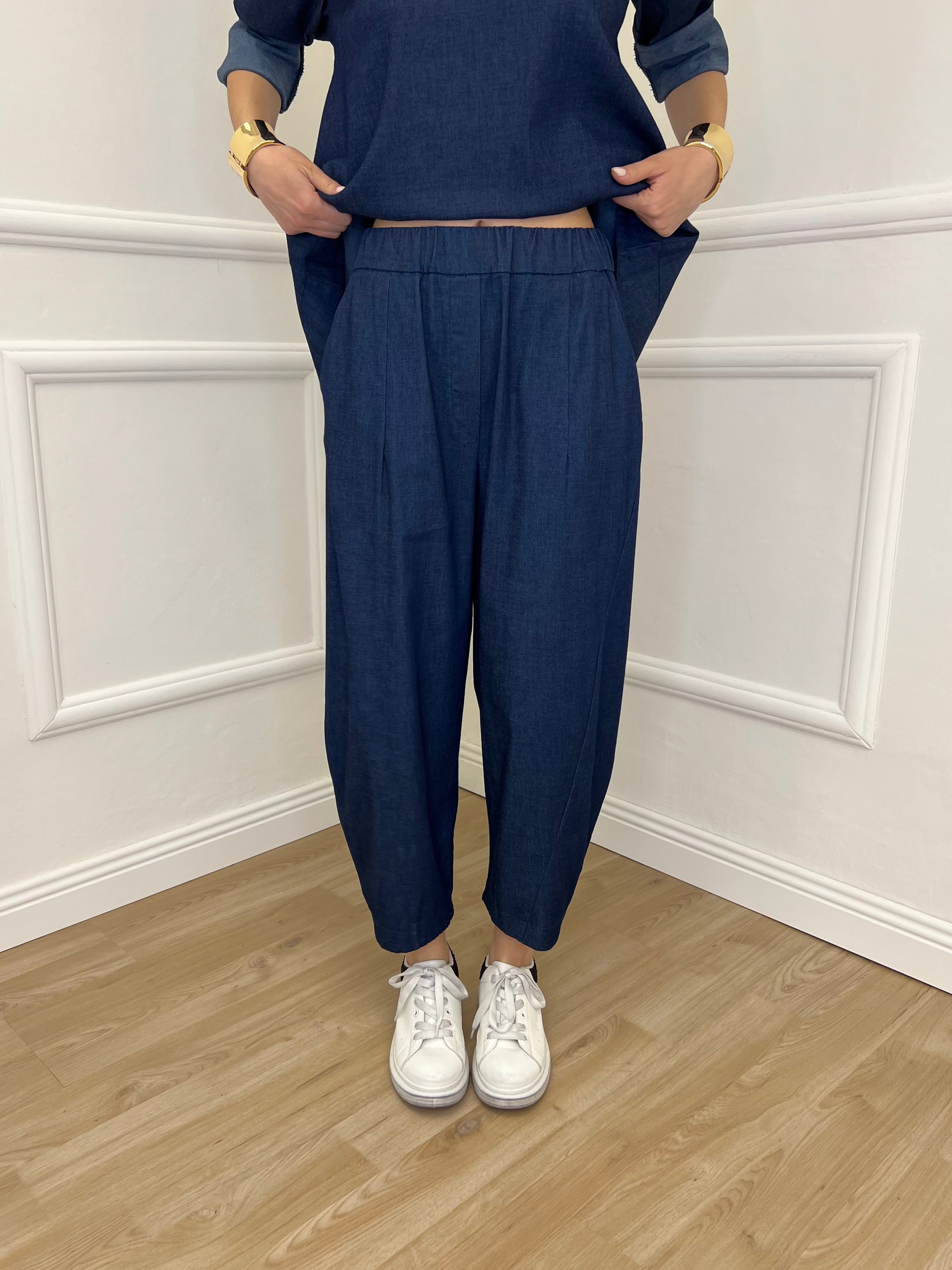 Pantalone Balloon Chambray 5300 Blu
