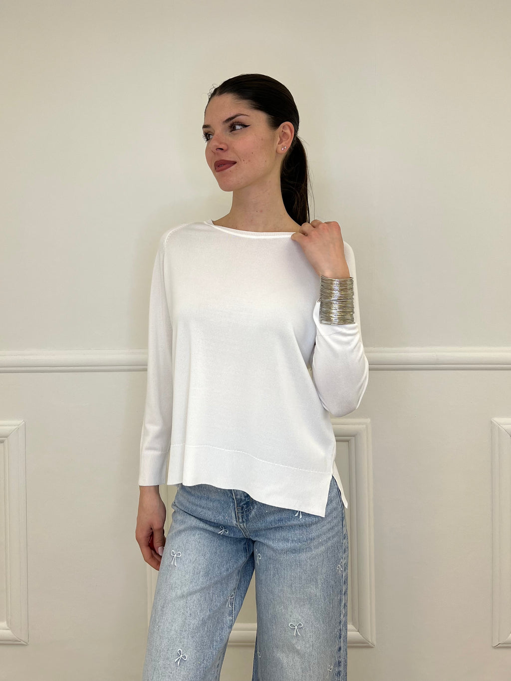 Maglia in Filo di Viscosa J185 Bianco