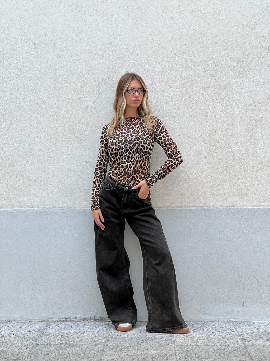 Jeans Palazzo Stonewash 9388 Marrone