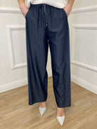 Panta Palazzo Coulisse Chambray 19157 Blu - Bazar Abbigliamento