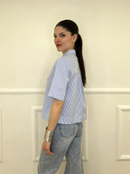 Camicia Righe Con Cravatta 12272 Azzurro