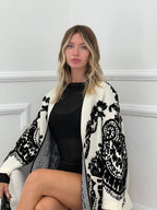 Cardigan Cappotto Jacquard 8201 Bianco