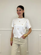 T-shirt Over Con Ricamo Cuori 12659